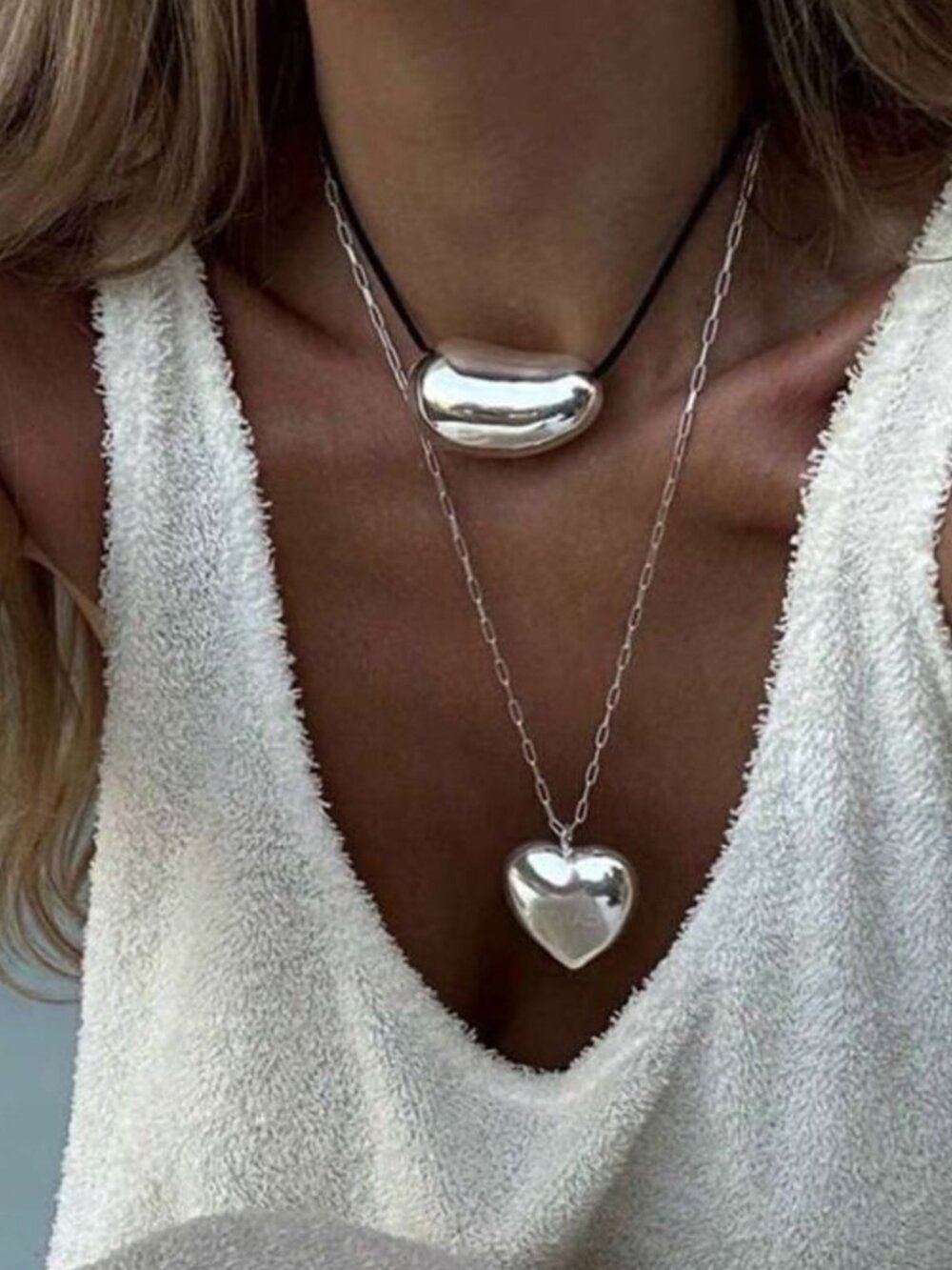 ElegantSilver Heart Pendant Necklace1656